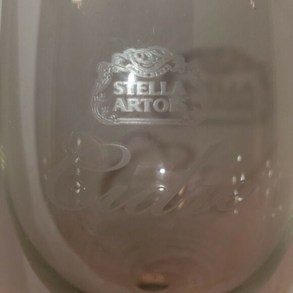 Stella Artois Cidre Etched 16 ounce Chalice Wine Glass for Cider Lot of 2 - Picture 3 of 4